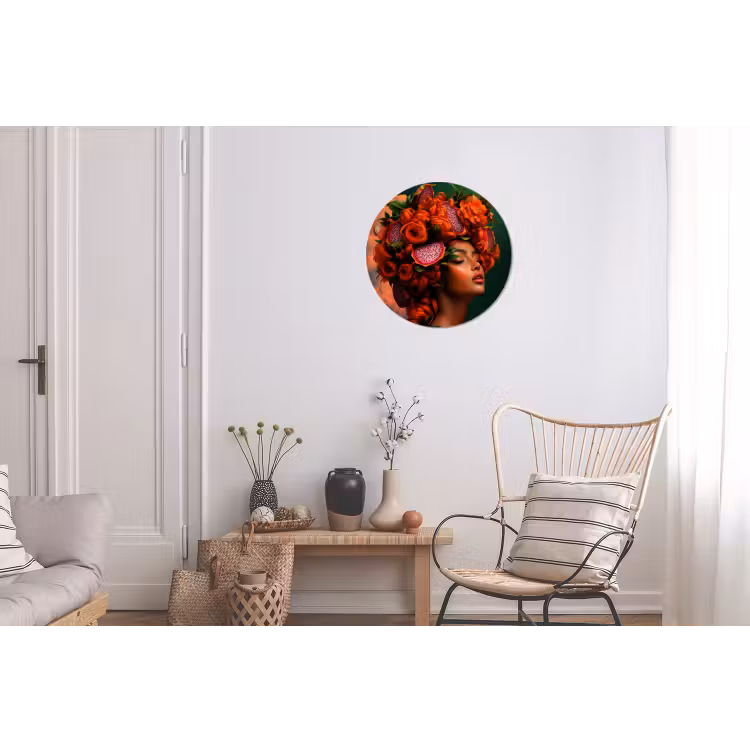 Wandcirkel - Aluminium - Vrouw - Drankenfruit - Rozen — 2