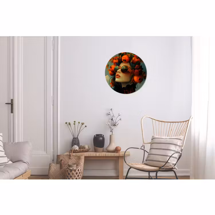 Wandcirkel - Aluminium - Vrouw - Granaatappel - Herfst - Zonnebril — 2