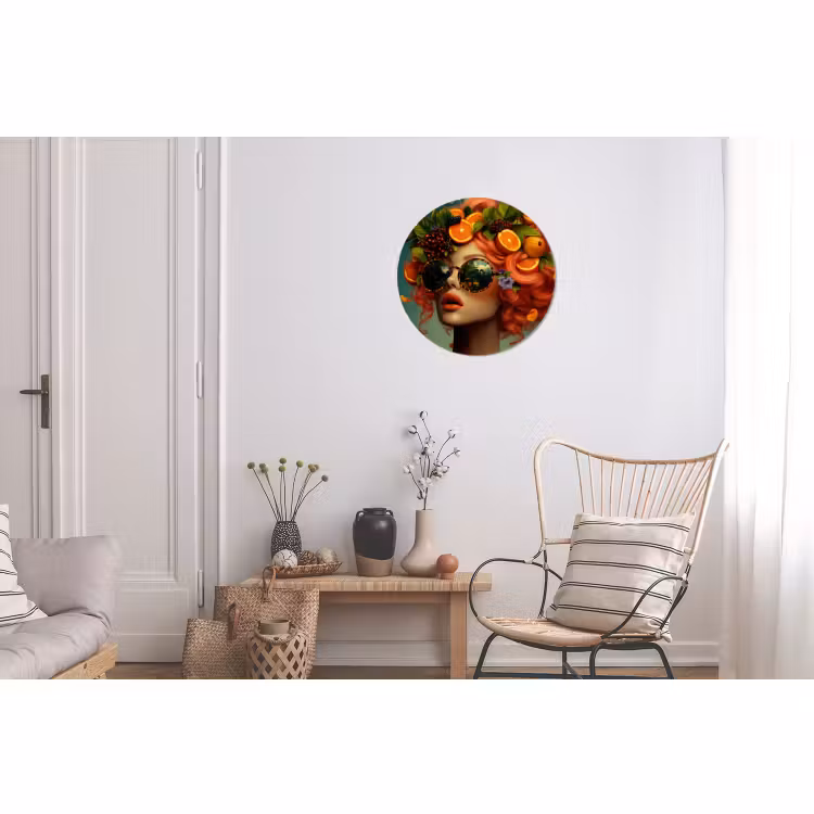 Wandcirkel - Aluminium - Vrouw - Sinaasappel - Bessen - Oranje — 2