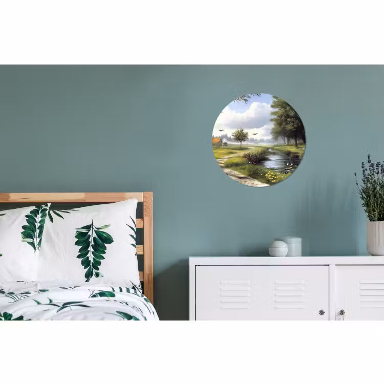 Wandcirkel - Aluminium - Zandpad - Groen landschap - Water — 4