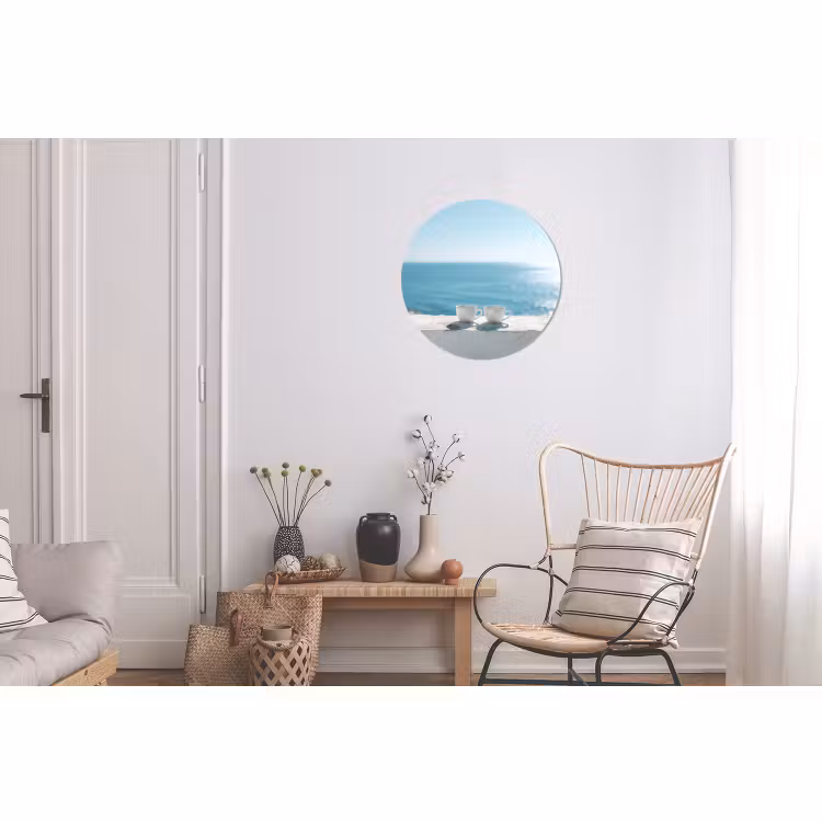 Wandcirkel - Aluminium - Zee - Koffiekopjes - Zomers — 2