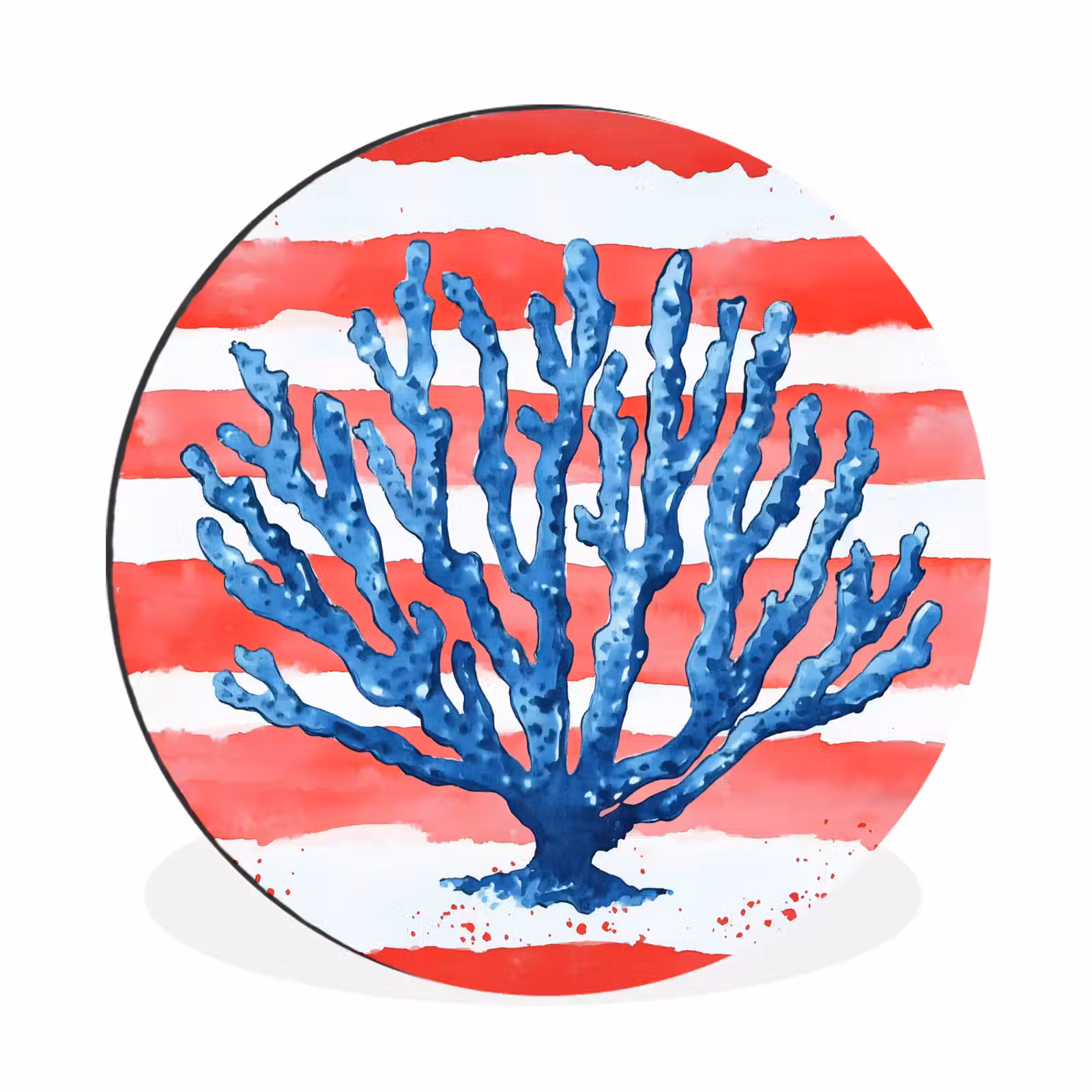 Wandcirkel - Aluminium - Koraal - Verfstructuur - Rood - Blauw — 1