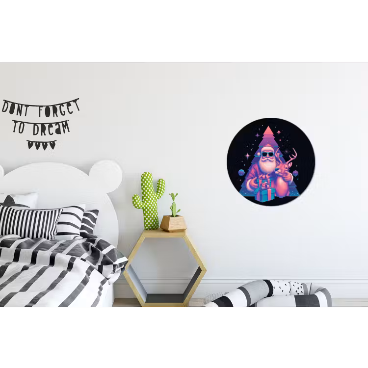 Wandcirkel - Aluminium - Retro - Kerstman - Rendieren - Kerstboom — 5
