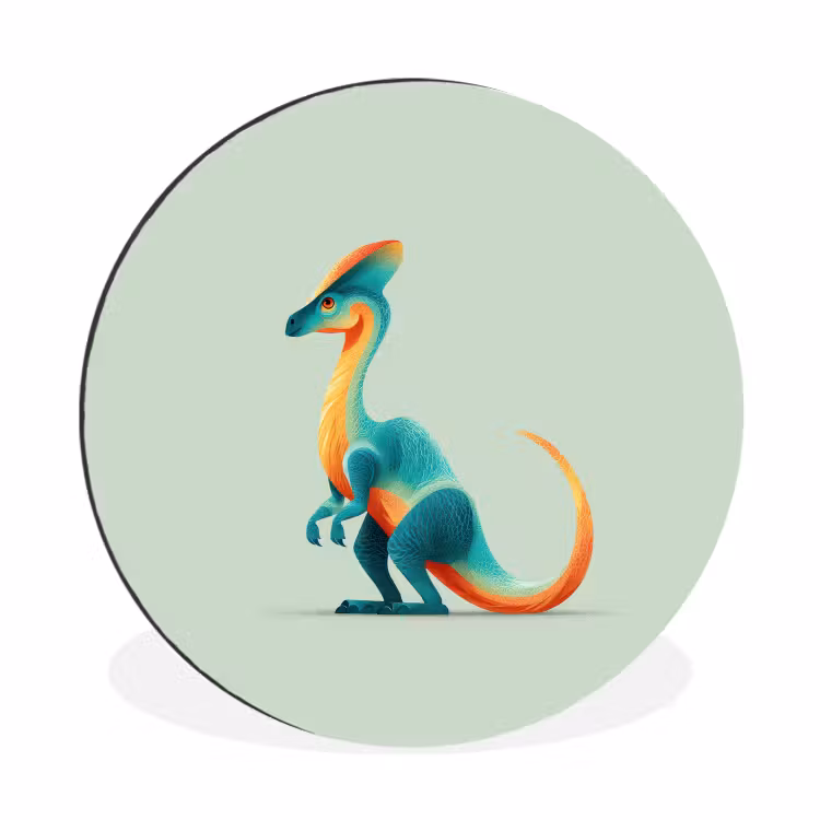 Wandcirkel - Aluminium - Staart - Dino - Minimalistisch - Blauw — 1