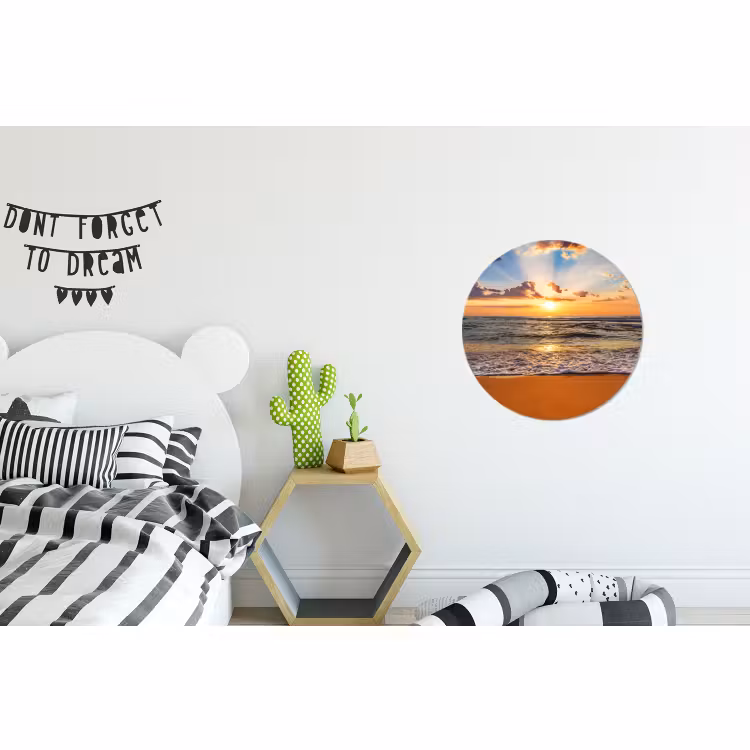 Wandcirkel - Aluminium - Strand - Zonsondergang - Zee - Wolken - Horizon — 5