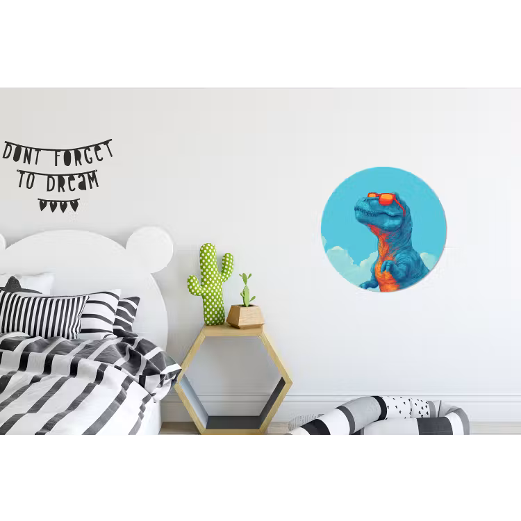 Wandcirkel - Aluminium - T-Rex - Blauw - Wolken - Zonnebril — 5