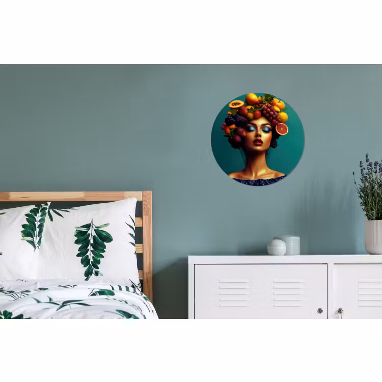 Wandcirkel - Aluminium - Vrouw - Hoodtooi - Tropisch - Fruit - Druiven — 4