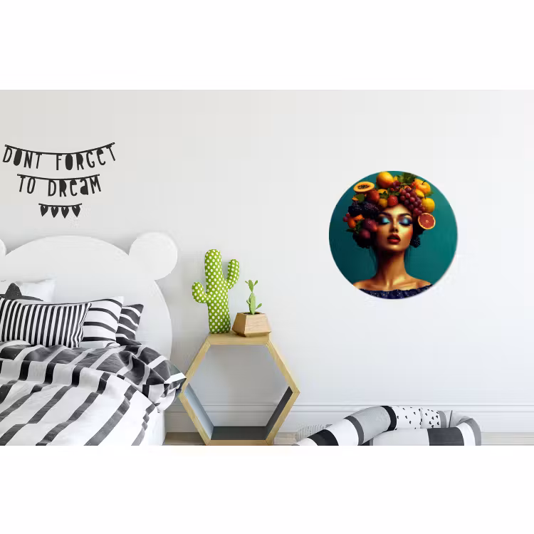 Wandcirkel - Aluminium - Vrouw - Hoodtooi - Tropisch - Fruit - Druiven — 5