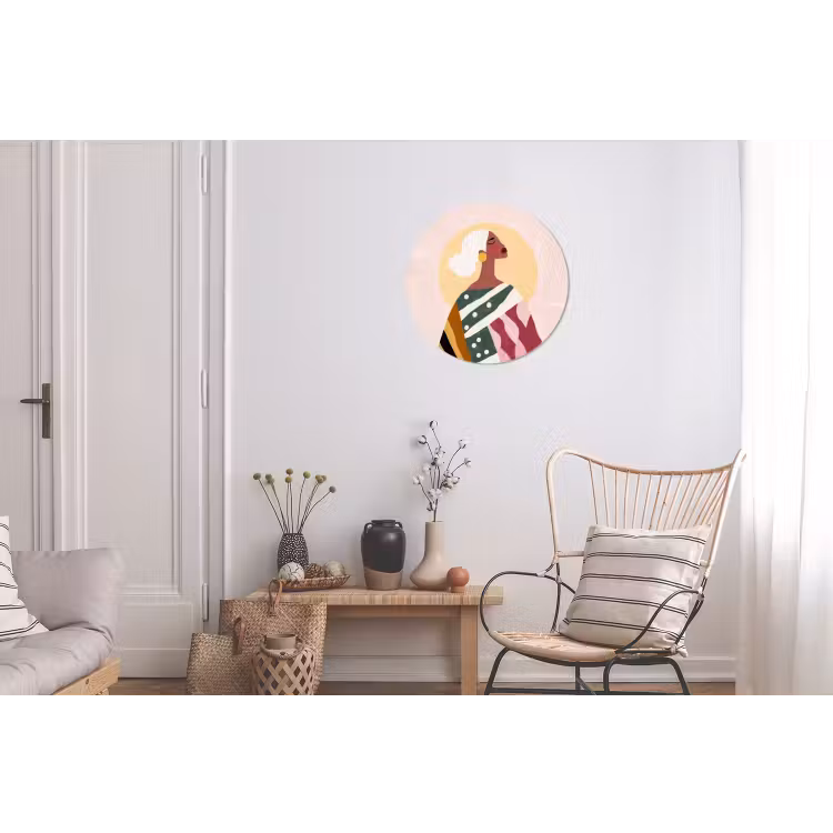 Wandcirkel - Aluminium - Vrouw - Zon - Kleurrijk — 2
