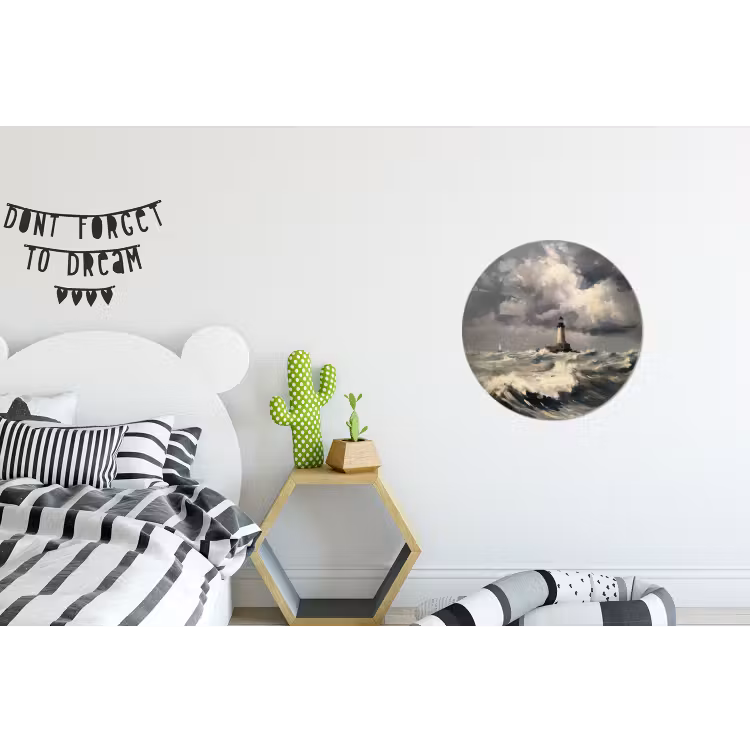 Wandcirkel - Aluminium - Vuurtoren - Golven - Storm — 5