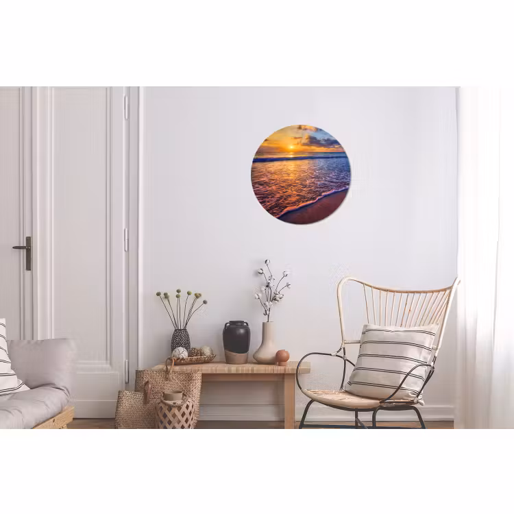 Wandcirkel - Aluminium - Zee - Strand - Zonsondergang - Wolken - Horizon — 2