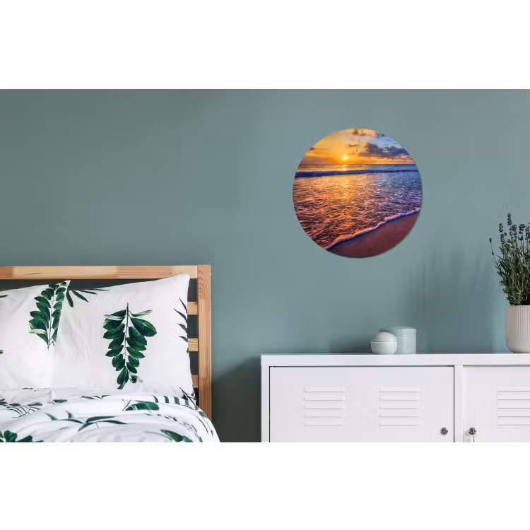 Wandcirkel - Aluminium - Zee - Strand - Zonsondergang - Wolken - Horizon — 4