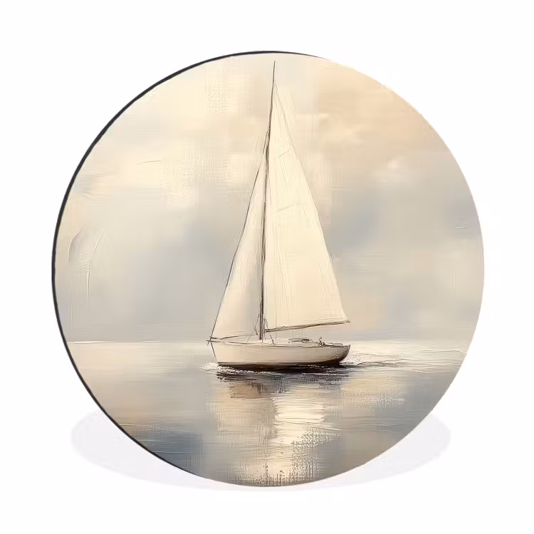 Wandcirkel - Aluminium - Zeilschip - Zee - Bewolkt — 1