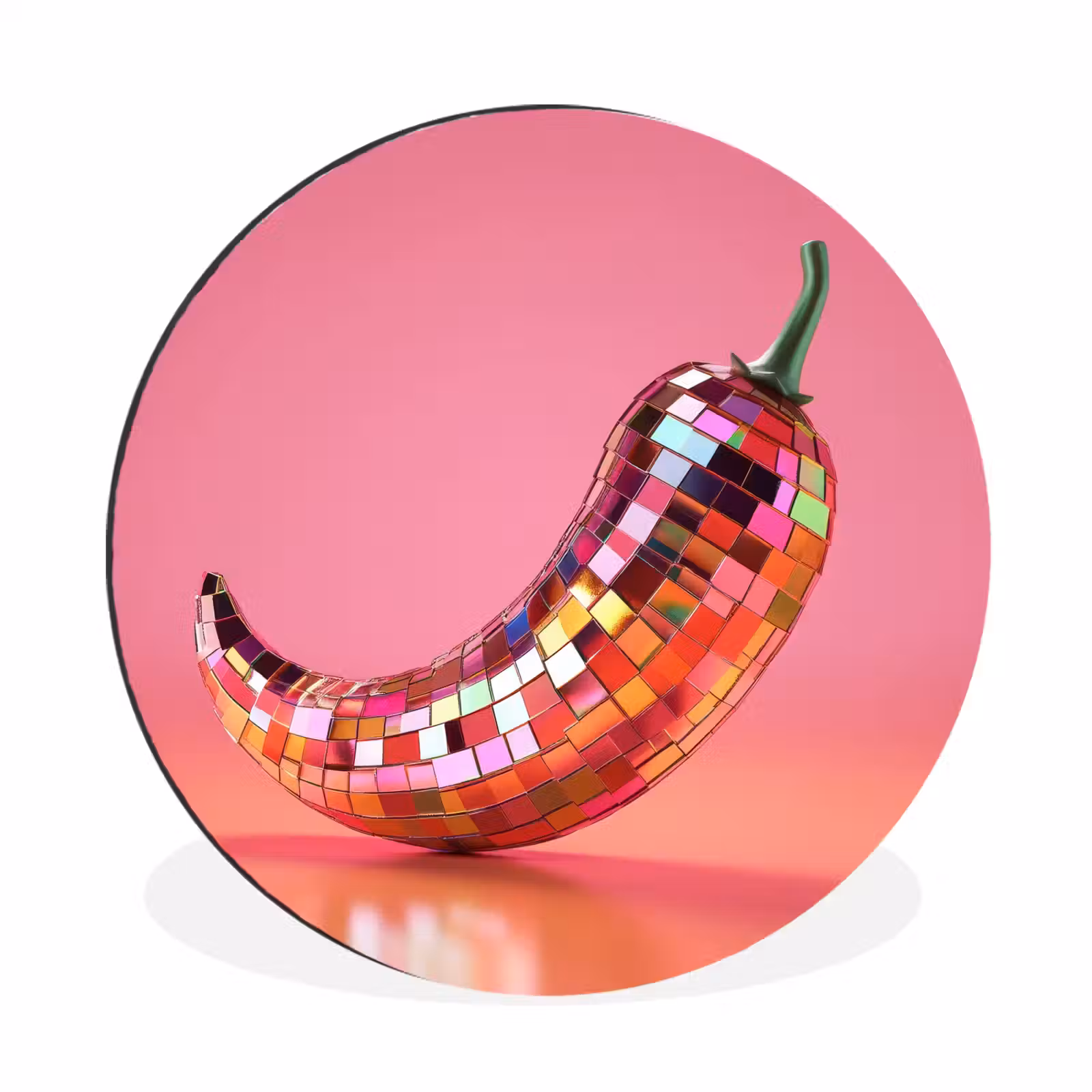 Wandcirkel - Aluminium - Peper - Disco - Rood - Glitter — 1