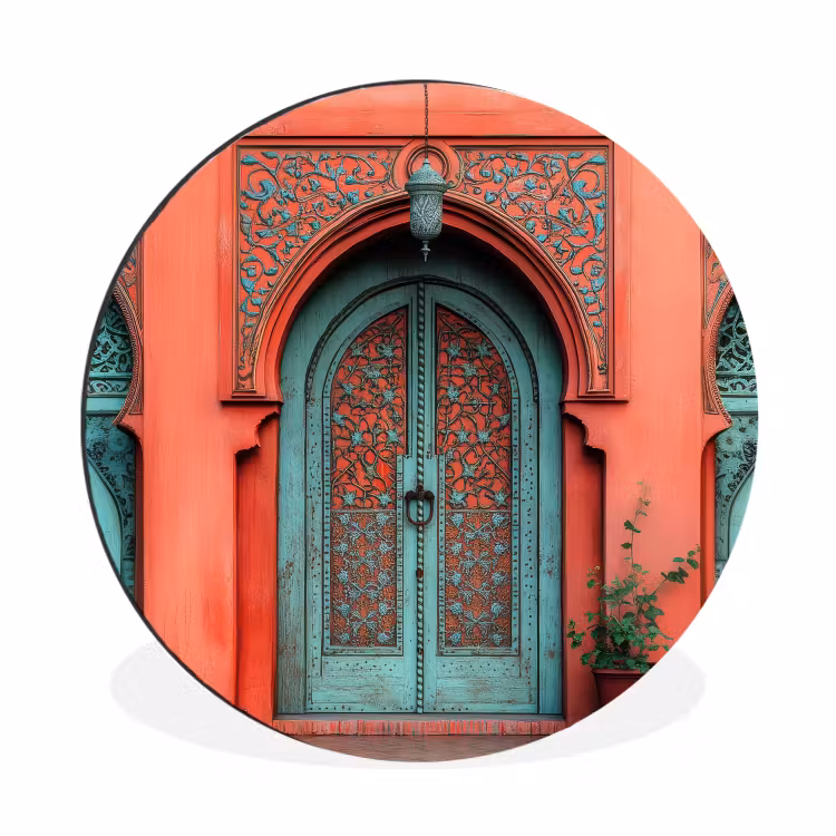Wandcirkel - Aluminium - Lantaarn - Deur - Turquoise — 1