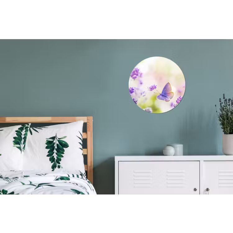 Wandcirkel - Aluminium - Lavendel - Vlinder - Bloemen — 4