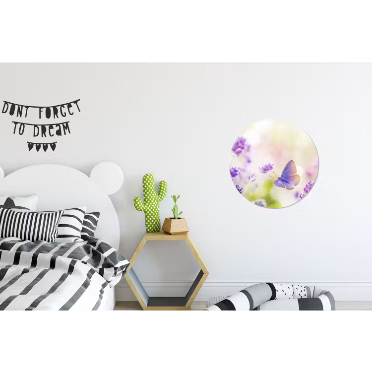 Wandcirkel - Aluminium - Lavendel - Vlinder - Bloemen — 5