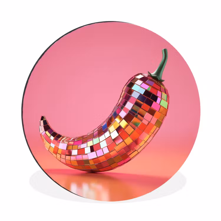 Wandcirkel - Aluminium - Peper - Disco - Rood - Glitter — 1