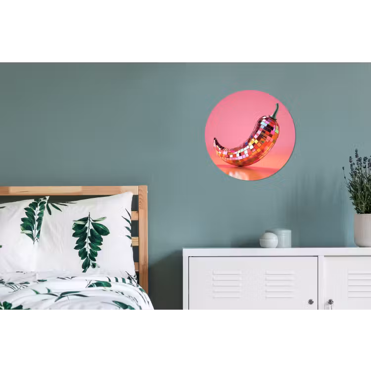 Wandcirkel - Aluminium - Peper - Disco - Rood - Glitter — 4