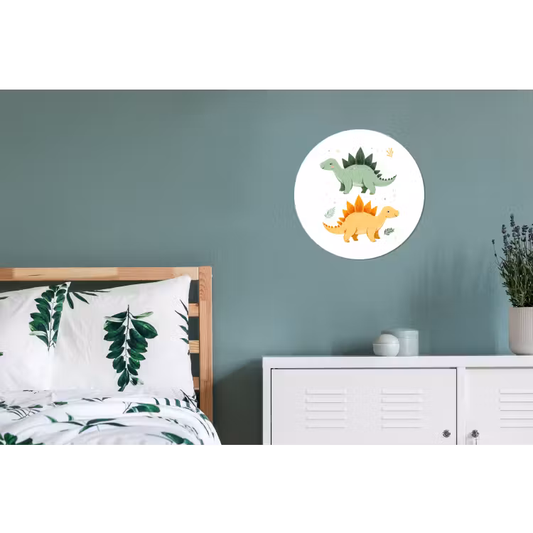 Wandcirkel - Aluminium - Sterren - Stegosaurussen - Blaadjes - Groen — 4