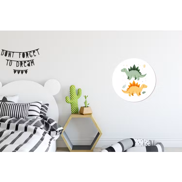Wandcirkel - Aluminium - Sterren - Stegosaurussen - Blaadjes - Groen — 5