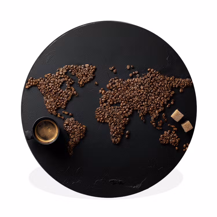 Wandcirkel - Aluminium - Wereldkaart - Espresso - Zwart — 1