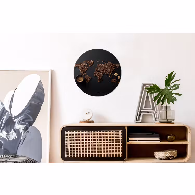 Wandcirkel - Aluminium - Wereldkaart - Espresso - Zwart — 3