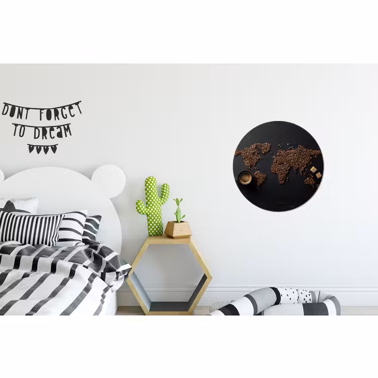 Wandcirkel - Aluminium - Wereldkaart - Espresso - Zwart — 5