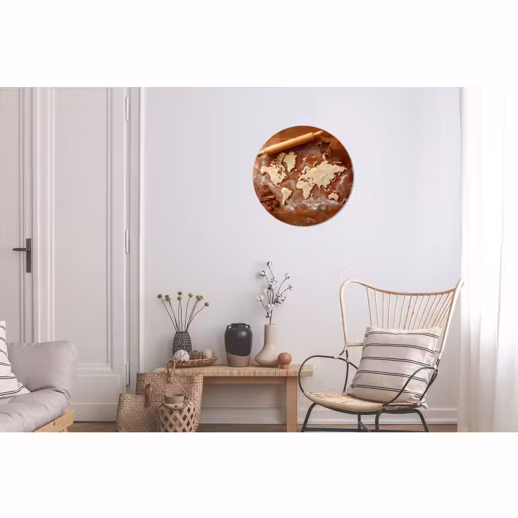 Wandcirkel - Aluminium - Wereldkaart - Koekjesdeeg - Warme baksfeer — 2
