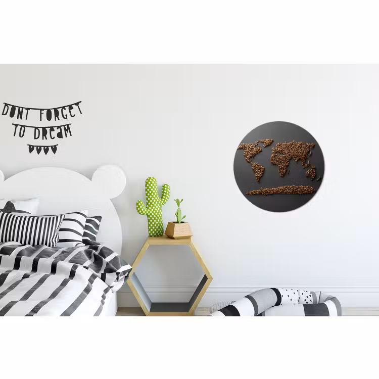 Wandcirkel - Aluminium - Wereldkaart - Koffie - Grijs — 5