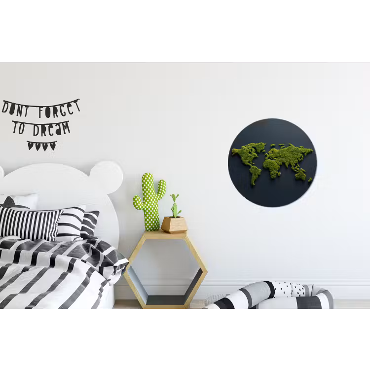 Wandcirkel - Aluminium - Wereldkaart - Mos -Levendig effect — 5