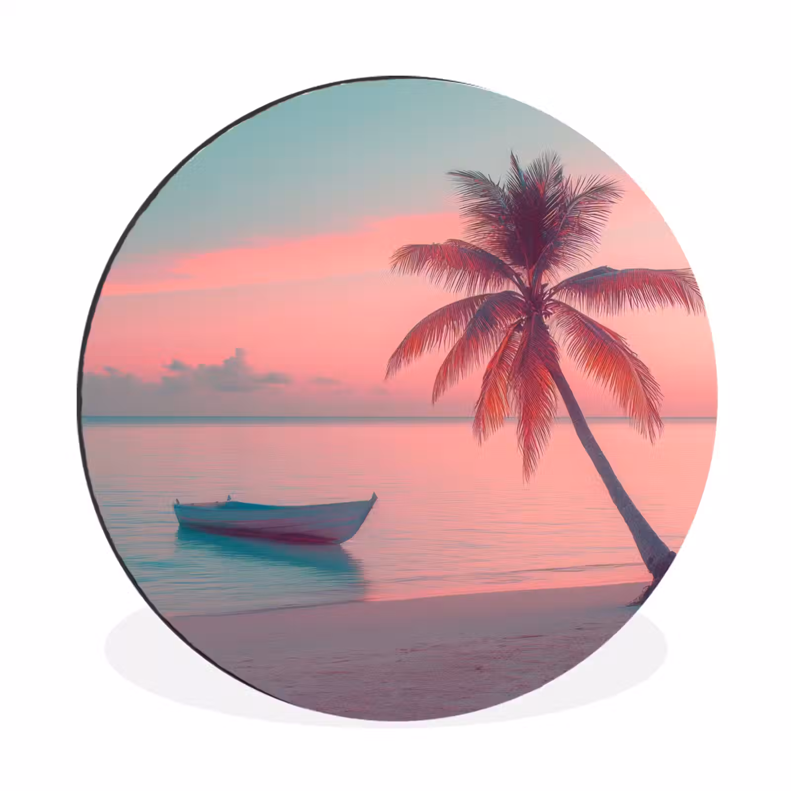 Wandcirkel - Aluminium - Zee - Boot - Zonsondergang — 1