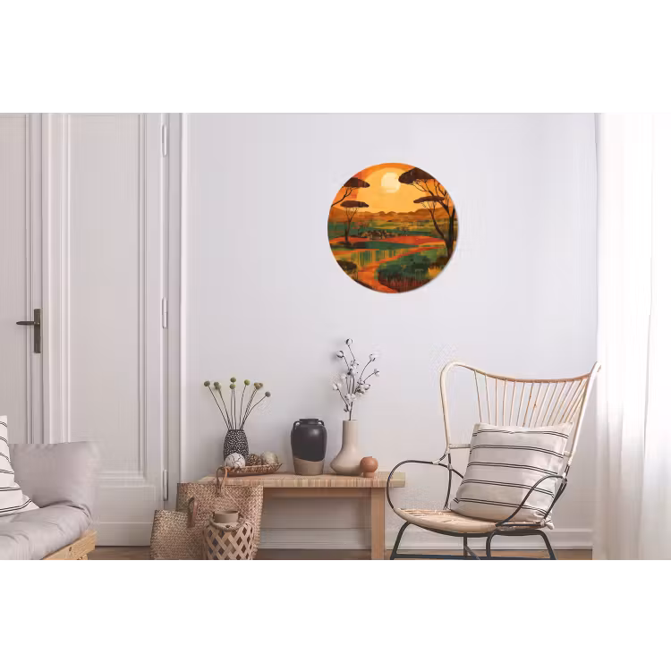 Wandcirkel - Aluminium - Landschap - Afrikaans - Zon — 2