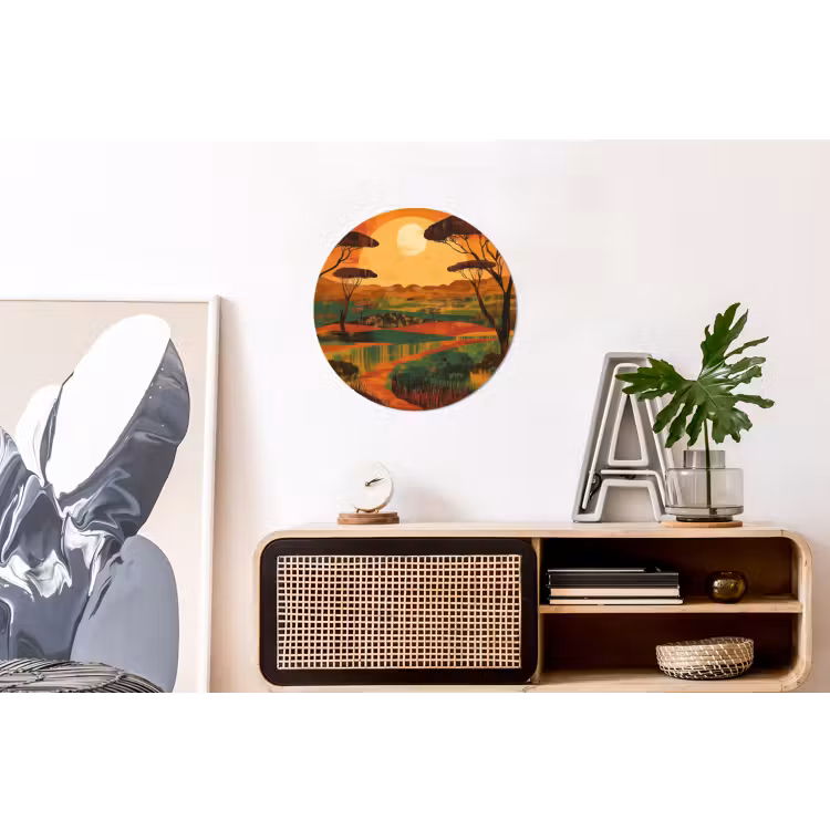 Wandcirkel - Aluminium - Landschap - Afrikaans - Zon — 3