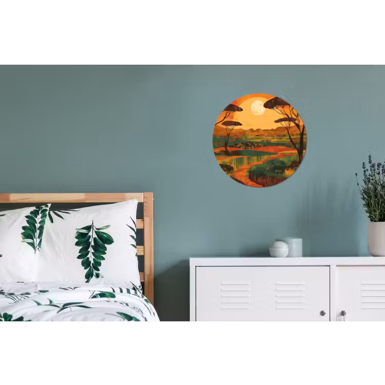 Wandcirkel - Aluminium - Landschap - Afrikaans - Zon — 4