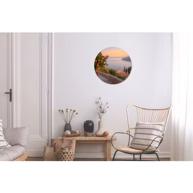 Wandcirkel - Aluminium - Middelandse zee - Sinaasappel - Heuvels - Zee — 2