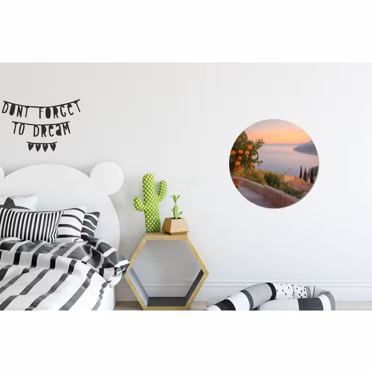 Wandcirkel - Aluminium - Middelandse zee - Sinaasappel - Heuvels - Zee — 5