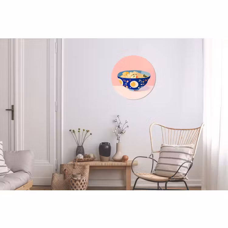 Wandcirkel - Aluminium - Noodles - Kom - Blauw - Illustratie — 2