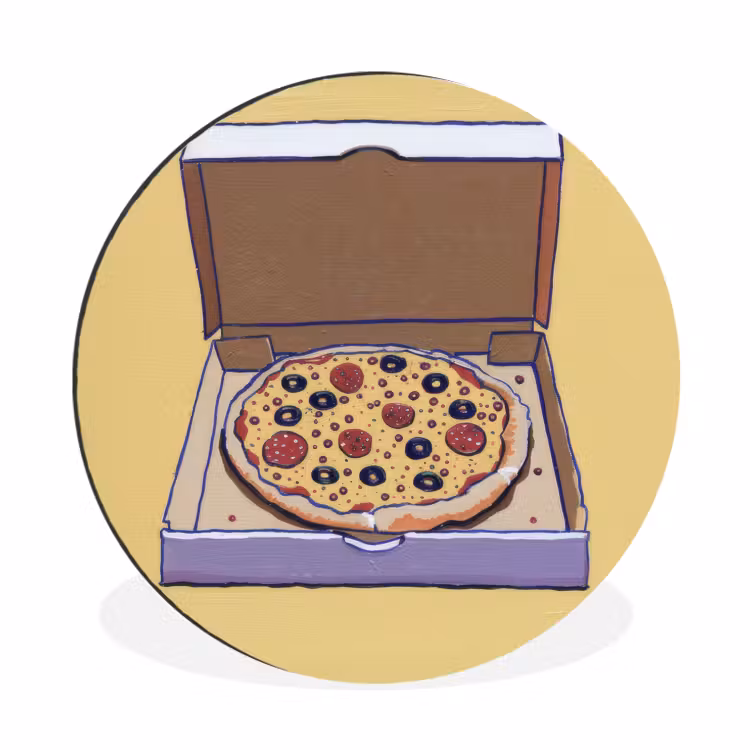 Wandcirkel - Aluminium - Pizza - Doos - Salami - Illustratie — 1
