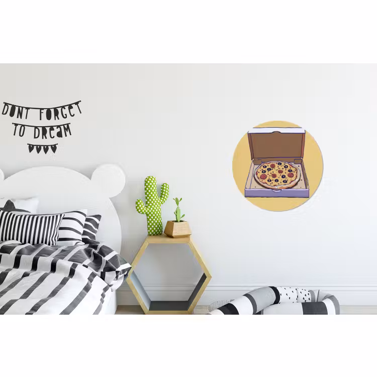 Wandcirkel - Aluminium - Pizza - Doos - Salami - Illustratie — 5