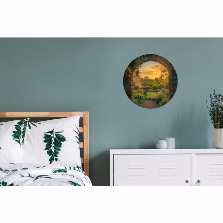Wandcirkel - Aluminium - Poort - Planten - Zonsondergang — 4