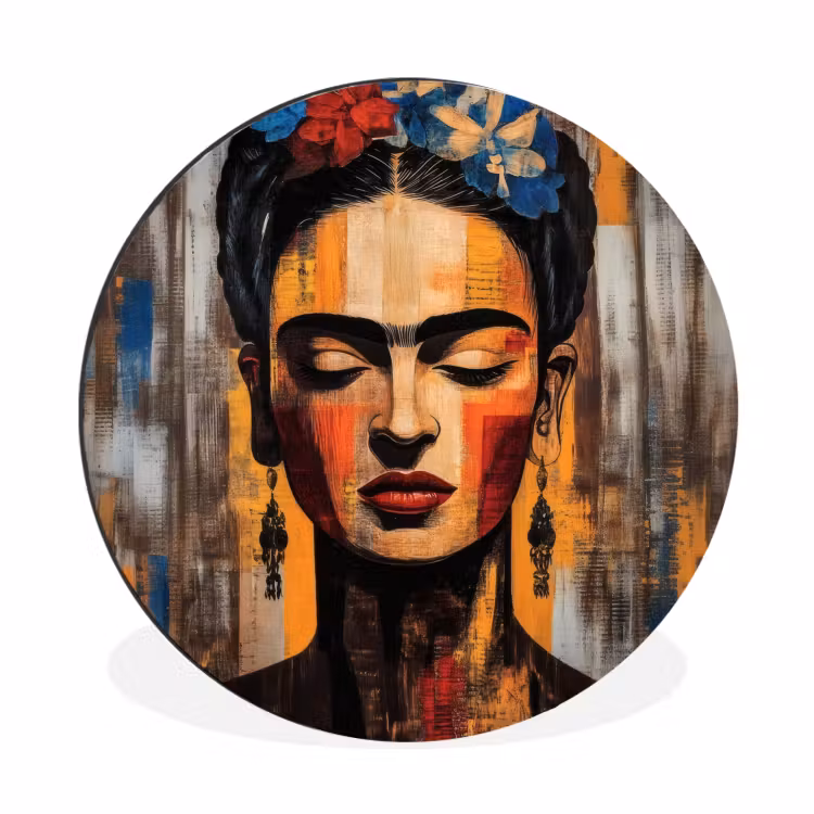 Wandcirkel - Aluminium - Portret - Vrouw - Bloemen — 1