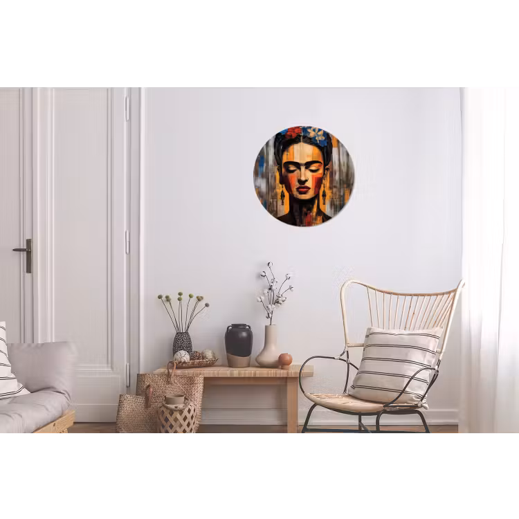 Wandcirkel - Aluminium - Portret - Vrouw - Bloemen — 2