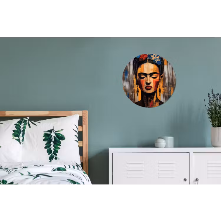 Wandcirkel - Aluminium - Portret - Vrouw - Bloemen — 4