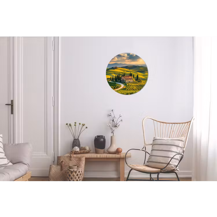 Wandcirkel - Aluminium - Toscane - Landschap - Wijngaarden — 2