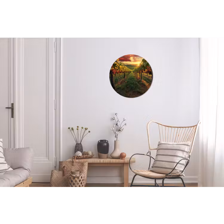 Wandcirkel - Aluminium - Wijngaard - Druiven - Zonsondergang — 2