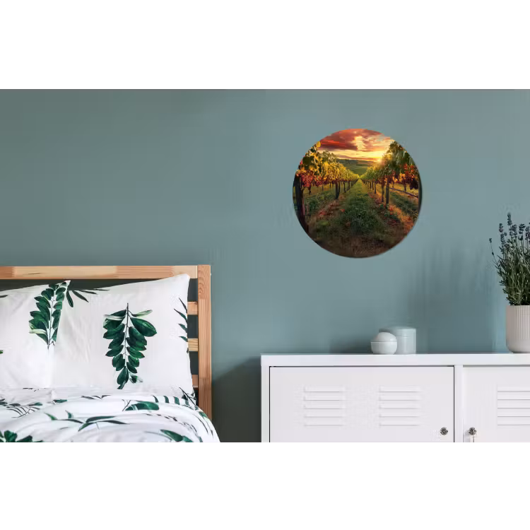 Wandcirkel - Aluminium - Wijngaard - Druiven - Zonsondergang — 4