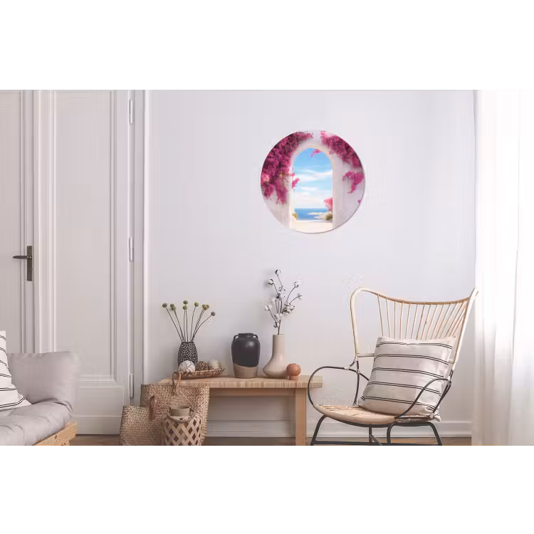 Wandcirkel - Aluminium - Zee - Roze - Bloemen - Poort — 2