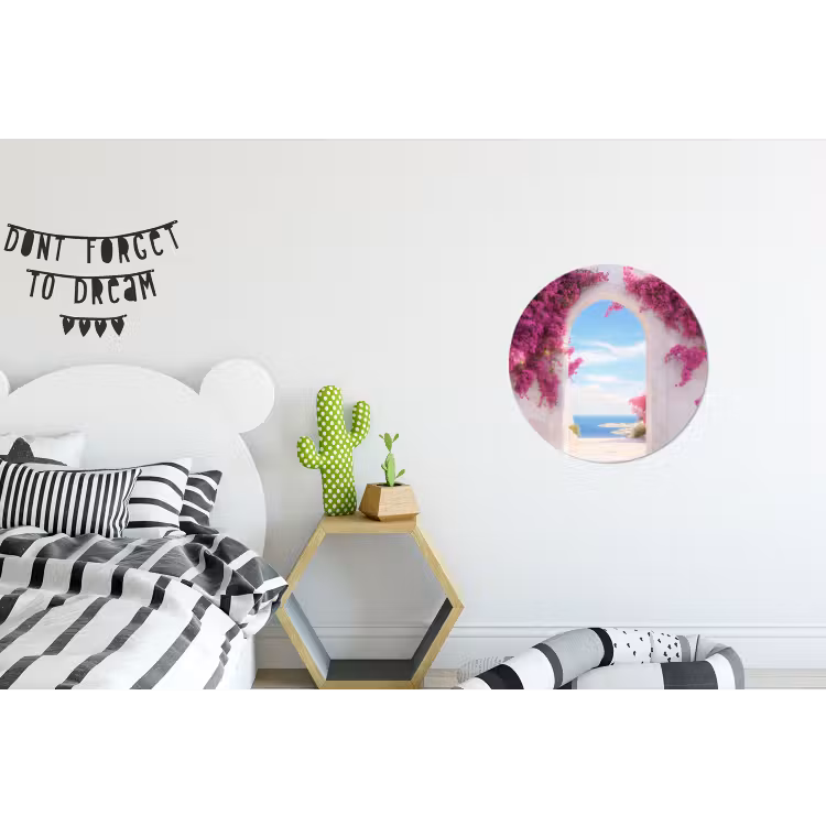Wandcirkel - Aluminium - Zee - Roze - Bloemen - Poort — 5