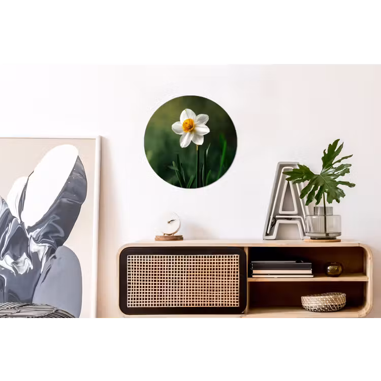 Wandcirkel - Aluminium - Narcis - Bloem - Wit - Grassprieten — 3